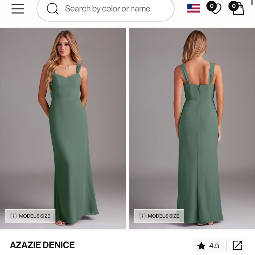Azazie Denice Eucalyptus Green Sheath Pleated Chiffon Dress
